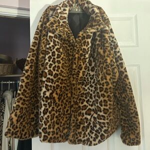 Leopard Print Faux Fur Coat